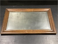 Antique Wood Framed Beveled Mirror