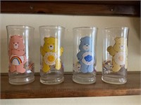 (4) 1983 Care Bear Pizza Hut Collector Glasses