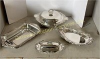 A. Rogers Serving Pieces: Platter, Butter Dish,