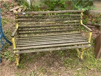 Yellow Wood and Metal bench