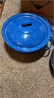 Blue Speckled Skillet and Lidded Pot