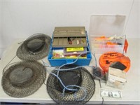 Lot of Assorted Fishing Accessories - Metal Nets,