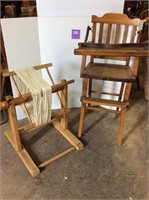 Antique Yarn Winder & High Chair