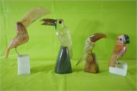 Hand Carved Birds "Brazil" Onyx, Marble, Quartz,