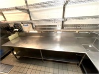 Large Stainless Steel Kitchen Counter Wth Sinks