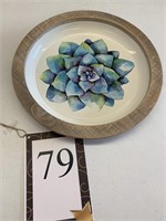 Metal Succulent Platter with Wood Trim