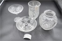 Lead Crystal vases, dish, glass