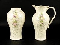 Lot Of 2 Vintage Belleek Millenium Pitcher / Vase
