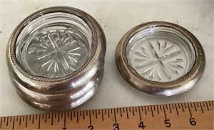 Glass and sterling silver coasters