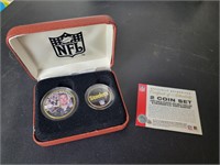 24K Gold Plated NFL Steelers 2 coin set