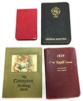 4 Antique Vintage Pocket Diaries - Personal Notes