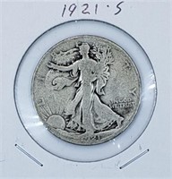 1921-S U.S. Silver Walking Liberty Half Dollar