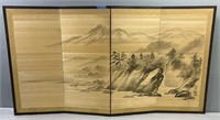 Japanese Painted Watercolor Folding Screen