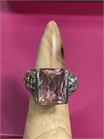 Sterling silver pink stone ring size 8