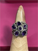Sterling silver purple stone ring size 8.5