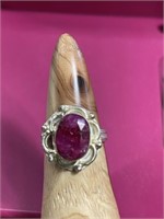 Sterling silver pink stone ring size 7.5
