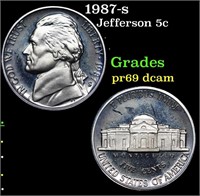 Proof 1987-s Jefferson Nickel 5c Grades GEM++ Proo