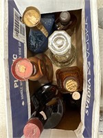 Box of 7 old bottles