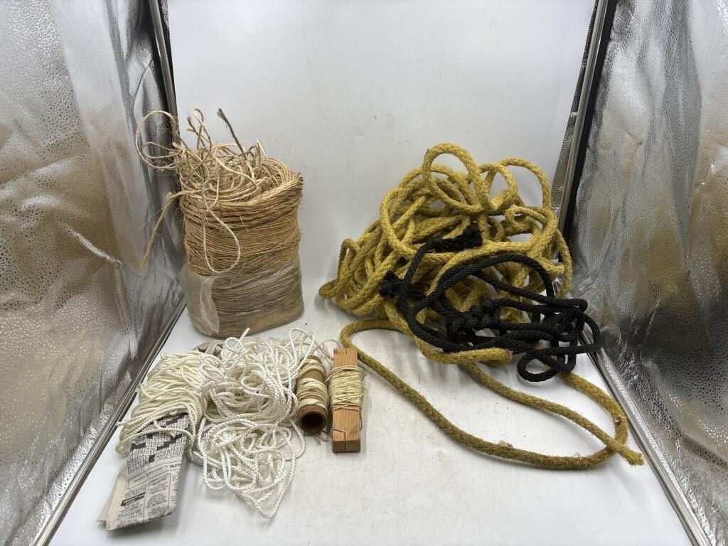 Assortment of rope, string, and twine