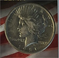 1921 Peace Silver Dollar AU58 Collectible COIN