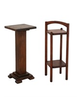 Arts and Crafts Oak Wood Stands, 2
