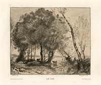 Jean-Baptiste Corot etching "Le Lac"