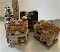 3 brown candle holder Christmas houses