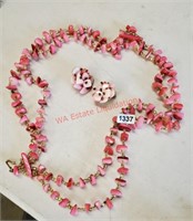 Pink Necklace and Matching Earrings