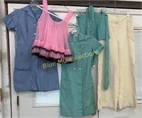 2 vintage dresses, apron, pants, Walt Disney &