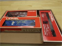 (3)New Lionel train cars. Planter's peanuts, other