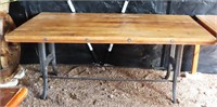 Steel and Wood Industrial Dining Table, Heavy