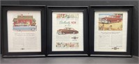 3 framed Vintage Chevrolet Print Advertisements