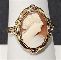 10K Gold Cameo Ring Size 7 1/2"