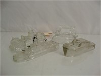 Lot (4) Glass Candy Containers