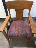 Mission Style Arm Chair, Fabric Stained