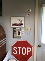 Car Pictures, Stop Sign, Framed New Article, Etc.