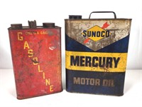 Sunoco Mercury Motor Oil, Red Gasoline Can