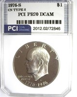 1976-S CN T2 Ike PR70 DCAM LISTS $3250