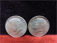 (2)1964 90% Silver Kennedy half dollars.