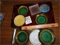 Serving tray & several candle saucers