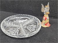 Crystal Divided Relish Dish & Beautiful Angel Bell