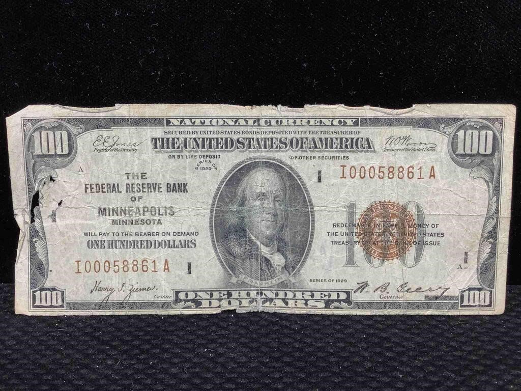 $100 National Currency Note Minneapolis