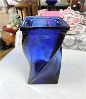Recycled Glass Cobalt Blue Vase 5"Sx9"T