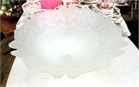 Large Frosted Glass Bowl 16"Dx10"T