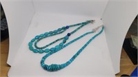 2 turquoise and sterling clasp necklaces marked