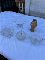 Vintage glass serving pieces and signed Mexico