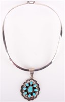 .925 SILVER TURQUOISE NAVAJO NECKLACE RAY BENNETT