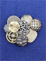 Vintage button brooch