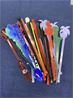 27 plastic drink spoons swizzle sticks 50s and 60s