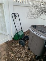 GARDEN SPREADER AND TRASH CANS